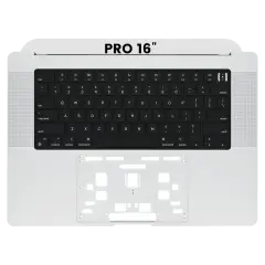 Top Case With Keyboard For  MacBook Pro 16" A2485 (2021) / MacBook Pro 16" A2780 (2023) (US Keyboard) (OEM Pull Grade B/C) (Silver)