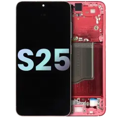 OLED Assembly With Frame For Samsung Galaxy S25 5G (US & International) (Service Pack) (Coral Red)