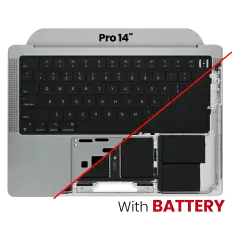 Top Case Assembly With Battery And Keyboard For MacBook Pro 14" A2442 (2021)  Pro /  Max / Pro 14" A2779 (2023)   (US Keyboard) (Used OEM Pull: Grade B/C) (Space Gray)