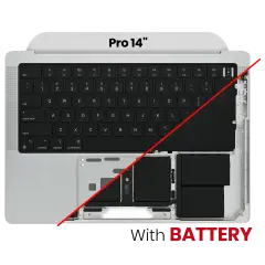 Top Case Assembly With Battery And Keyboard For MacBook Pro 14" A2442 (2021)  Pro /  Max / Pro 14" A2779 (2023)   (US Keyboard) (Used OEM Pull: Grade B/C) (Silver)