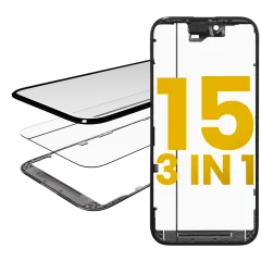 3 in 1  (Glass With OCA Pre-Installed + Frame) For iPhone 15 (OCA Master)