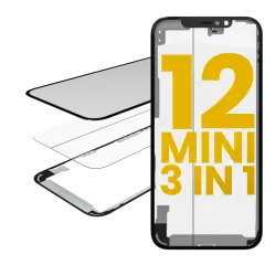 3 in 1  (Glass With OCA Pre-Installed + Frame) For iPhone 12 Mini (OCA Master)