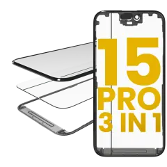 3 in 1  (Glass With OCA Pre-Installed + Frame) For iPhone 15 Pro (OCA Master)