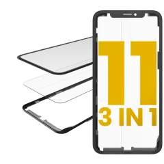 3 in 1 (Glass With OCA Pre-Installed + Frame)  For iPhone 11 (OCA Master) (2 Pack)