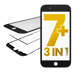 3 in 1 (Glass With OCA Pre-Installed + Frame)  For iPhone 7 Plus (OCA Master) (2 Pack) (Black)