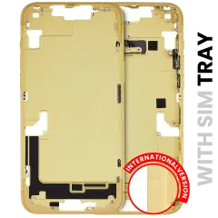 Mid-Frame Housing  W/ Small Parts For iPhone 14 Plus (EU / Global Version) (Used OEM Pull: Grade A) (Yellow)