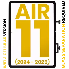 Digitizer For iPad Air 11" (2024) / Air 11" (2025) (Glass Separation Required) (Premium) (WiFi / Cellular) (Black)