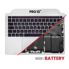 Top Case Assembly With Battery And Keyboard For MacBook Pro 13" A2251 (2020) (US Keyboard) (Used OEM Pull: Grade B/C) (Silver)