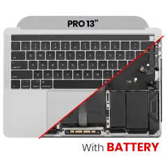 Top Case Assembly (With Battery And Keyboard) For MacBook Pro 13" (A1989 / Late 2018 / Early 2019) (US Keyboard) (Used OEM Pull: Grade B/C) (Silver)