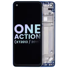 LCD Assembly With Frame For Motorola One Action (XT2013-1 / XT2013-2 / XT2013-4 / 2019) (Genuine OEM) (Denim Blue)