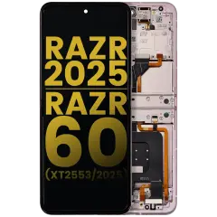 OLED Assembly With Frame For Motorola Razr 2025 / Razr 60 (XT2553 / 2025) (Refurbished) (Parfait Pink)