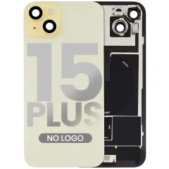 Back Glass w/ MagSafe Magnet & NFC & Flashlight Flex For iPhone 15 Plus (Aftermarket) (Yellow) (No Logo)