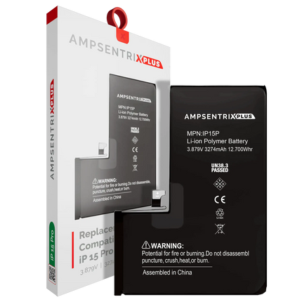 Battery | for: iPhone 15 Pro | AmpSentrix Plus (No Message)