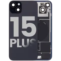 Back Glass w/ MagSafe Magnet & NFC & Flashlight Flex For iPhone 15 Plus (Used OEM Pull: Grade C) (Black)