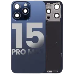 Back Glass w/ MagSafe Magnet & NFC & Flashlight Flex For iPhone 15 Pro Max (Used OEM Pull: Grade B) (Blue Titanium)