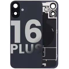 Back Glass w/ MagSafe Magnet & NFC & Flashlight Flex For iPhone 16 Plus (Used OEM Pull: Grade C) (Black)