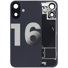 Back Glass w/ MagSafe Magnet & NFC & Flashlight Flex For iPhone 16 (Used OEM Pull: Grade C) (Black)