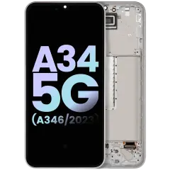 OLED Assembly With Frame Compatible For Samsung Galaxy A34 5G (A346 / 2023) (Service Pack) (Silver)