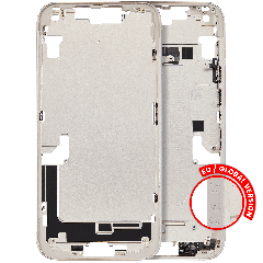 Mid-Frame Housing  W/ Charging Port Flex & Small Parts  For iPhone 14 Plus (EU / Global Version) (Used OEM Pull: Grade B) (Starlight)