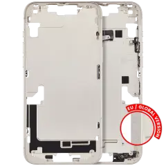 Mid-Frame Housing  W/ Charging Port Flex & Small Parts  For iPhone 14 Plus (EU / Global Version) (Used OEM Pull: Grade C) (Starlight)