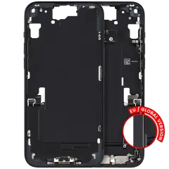 Mid-Frame Housing  W/ Charging Port Flex & Small Parts  For iPhone 15 Plus (EU / Global Version) (Used OEM Pull: Grade B) (Black)