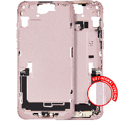 Mid-Frame Housing  W/ Charging Port Flex & Small Parts  For iPhone 15 Plus (EU / Global Version) (Used OEM Pull: Grade B) (Pink)