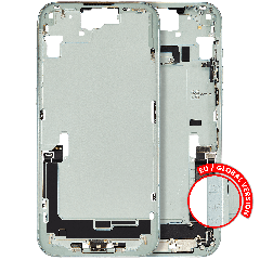 Mid-Frame Housing  W/ Charging Port Flex & Small Parts  For iPhone 15 Plus (EU / Global Version) (Used OEM Pull: Grade C) (Green)