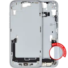 Mid-Frame Housing  W/ Charging Port Flex & Small Parts  For iPhone 15 Plus (EU / Global Version) (Used OEM Pull: Grade A) (Blue)