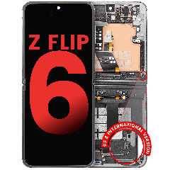 Inner OLED Assembly With Frame Compatible For Samsung Galaxy Z Flip 6 5G (F741) (US & International) (Aftermarket Plus) (Silver Shadow)