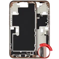 Mid-Frame Housing  W/ Charging Port Flex & Small Parts  For iPhone 16 Pro Max (EU / Global Version) (Used OEM Pull: Grade A) (Desert Titanium)
