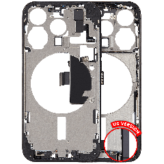 Mid-Frame Housing  W/ Charging Port Flex & Small Parts  For iPhone 15 Pro (US Version) (Used OEM Pull: Grade B) (Black Titanium)