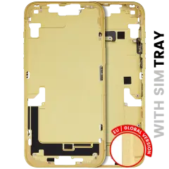 Mid-Frame Housing  W/ Small Parts For iPhone 14 Plus (EU / Global Version) (Used OEM Pull: Grade C) (Yellow)