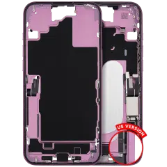 Mid-Frame Housing  W/ Charging Port Flex & Small Parts  For iPhone 16 Plus (US Version) (Used OEM Pull: Grade A) (Pink)