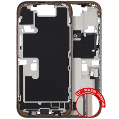 Mid-Frame Housing  W/ Charging Port Flex & Small Parts  For iPhone 16 Pro (EU / Global Version) (Used OEM Pull: Grade C) (Desert Titanium)