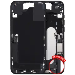 Mid-Frame Housing  W/ Charging Port Flex & Small Parts  For iPhone 16 Plus (US Version) (Used OEM Pull: Grade C) (Black)