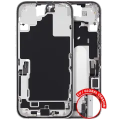 Mid-Frame Housing  W/ Charging Port Flex & Small Parts  For iPhone 16 (EU / Global Version) (Used OEM Pull: Grade C) (White)