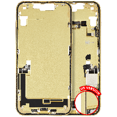 Mid-Frame Housing  W/ Charging Port Flex & Small Parts  For iPhone 14 Plus (US Version) (Used OEM Pull: Grade A) (Yellow)