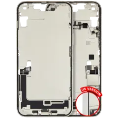Mid-Frame Housing  W/ Charging Port Flex & Small Parts  For iPhone 14 Plus (US Version) (Used OEM Pull: Grade C) (Starlight)