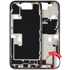 Mid-Frame Housing  W/ Charging Port Flex & Small Parts  For iPhone 16 Pro (US Version) (Used OEM Pull: Grade B) (Natural Titanium)