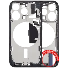 Mid-Frame Housing  W/ Charging Port Flex & Small Parts  For iPhone 15 Pro (EU / Global Version) (Used OEM Pull: Grade C) (Blue Titanium)