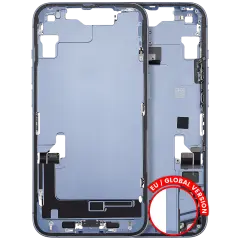 Mid-Frame Housing  W/ Charging Port Flex & Small Parts  For iPhone 14 (EU / Global Version) (Used OEM Pull: Grade C) (Blue)