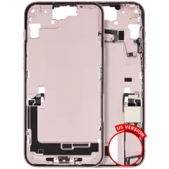 Mid-Frame Housing  W/ Charging Port Flex & Small Parts  For iPhone 15 Plus (US Version) (Used OEM Pull: Grade B) (Pink)