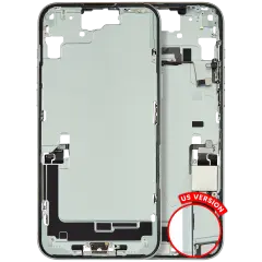 Mid-Frame Housing  W/ Charging Port Flex & Small Parts  For iPhone 15 Plus (US Version) (Used OEM Pull: Grade C) (Green)