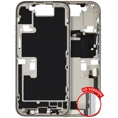 Mid-Frame Housing  W/ Charging Port Flex & Small Parts  For iPhone 16 Pro (US Version) (Used OEM Pull: Grade A) (White Titanium)