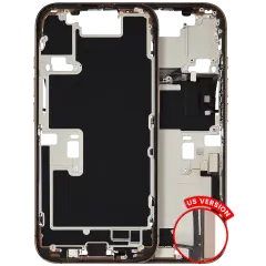 Mid-Frame Housing  W/ Charging Port Flex & Small Parts  For iPhone 16 Pro (US Version) (Used OEM Pull: Grade A) (Desert Titanium)