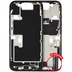 Mid-Frame Housing  W/ Charging Port Flex & Small Parts  For iPhone 16 Pro (US Version) (Used OEM Pull: Grade A) (Black Titanium)