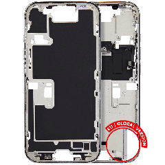 Mid-Frame Housing  W/ Small Parts For iPhone 16 Pro (EU / Global Version) (Used OEM Pull: Grade B) (White Titanium)