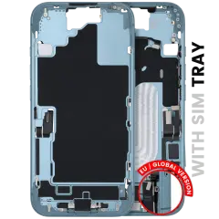 Mid-Frame Housing  W/ Charging Port Flex & Small Parts  For iPhone 16 (EU / Global Version) (Used OEM Pull: Grade C) (Teal)