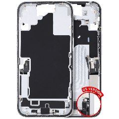 Mid-Frame Housing  W/ Charging Port Flex & Small Parts For iPhone 16 (US Version) (Used OEM Pull: Grade B) (White)