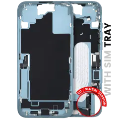 Mid-Frame Housing  W/ Charging Port Flex & Small Parts  For iPhone 16 Plus (EU / Global Version) (Used OEM Pull: Grade B) (Teal)
